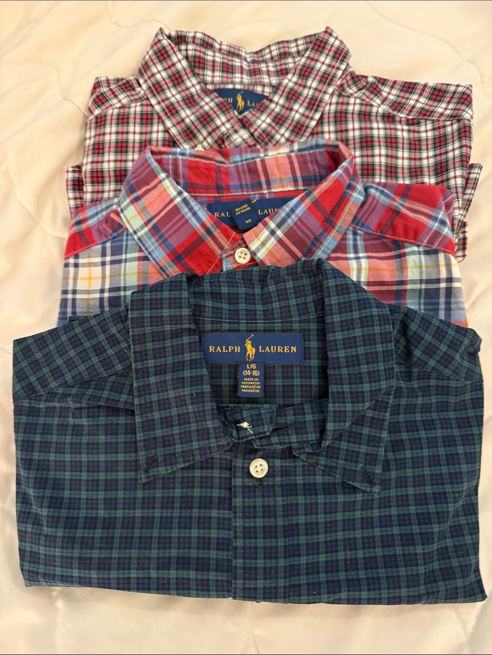 (3) Ralph Lauren Boys Plaid Button-Down Shirts